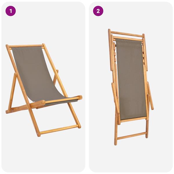 Grote foto vidaxl strandstoel taupe massief teakhout tuin en terras tuinmeubelen
