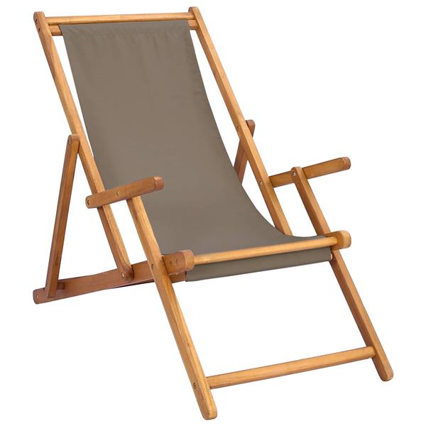 Grote foto vidaxl strandstoel taupe massief teakhout tuin en terras tuinmeubelen