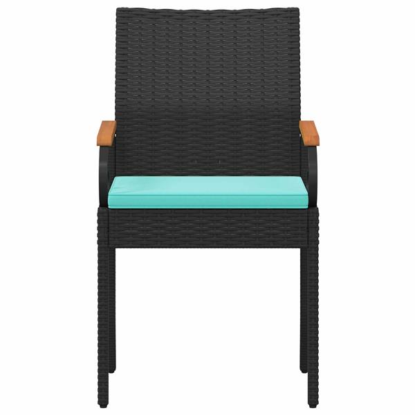 Grote foto vidaxl tuinstoelen 4 pcs zwart en turquoise poly rattan en acacia tuin en terras tuinmeubelen