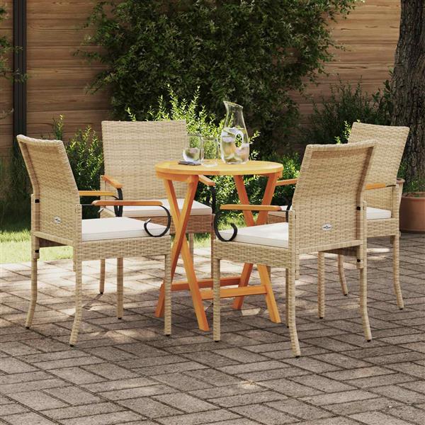 Grote foto vidaxl tuinstoelen 4 pcs beige en cr me wit poly rattan en acacia tuin en terras tuinmeubelen