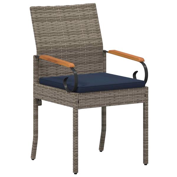 Grote foto vidaxl tuinstoelen 4 pcs grijs en marineblauw poly rattan en acacia tuin en terras tuinmeubelen