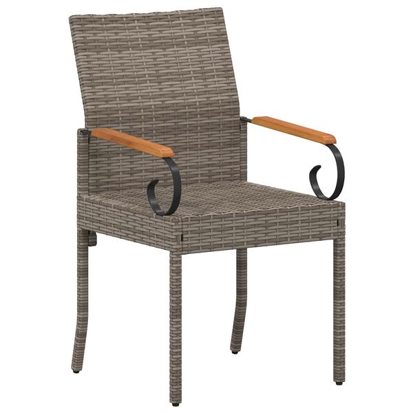 Grote foto vidaxl tuinstoelen 4 pcs grijs en donkergrijs poly rattan en acacia tuin en terras tuinmeubelen