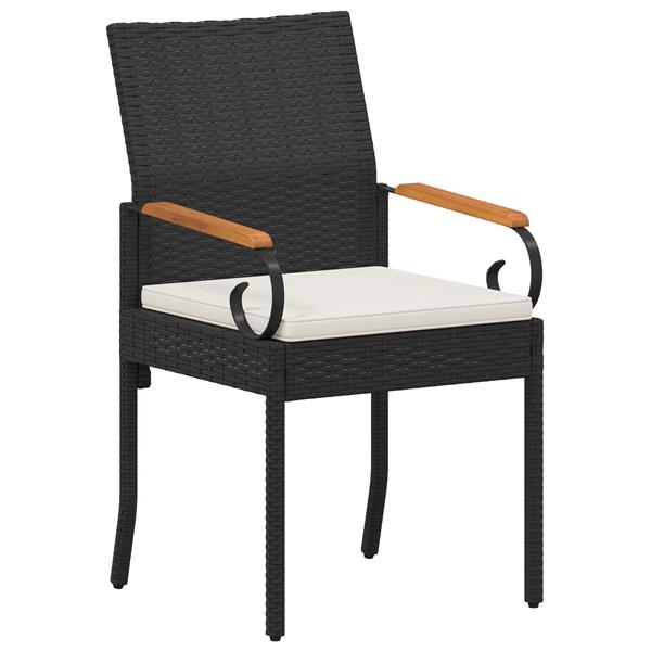 Grote foto vidaxl tuinstoelen 4 pcs zwart en cream wit poly rattan en acacia tuin en terras tuinmeubelen
