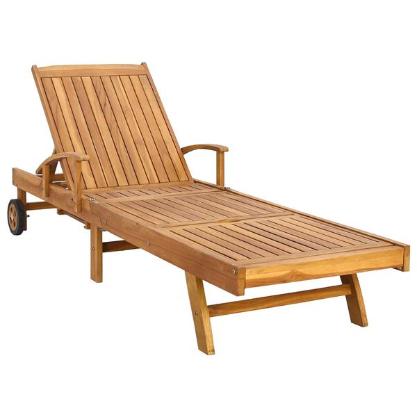 Grote foto vidaxl ligstoel 1 persoon bruin en cr me massief teakhout tuin en terras tuinmeubelen