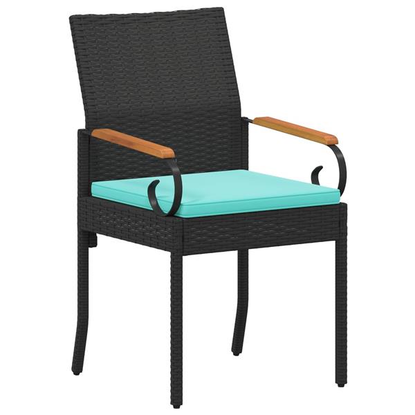 Grote foto vidaxl tuinstoelen 2 pcs zwart en turquoise poly rattan en acacia tuin en terras tuinmeubelen