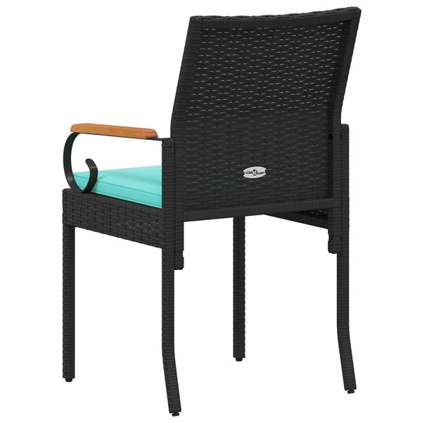 Grote foto vidaxl tuinstoelen 2 pcs zwart en turquoise poly rattan en acacia tuin en terras tuinmeubelen