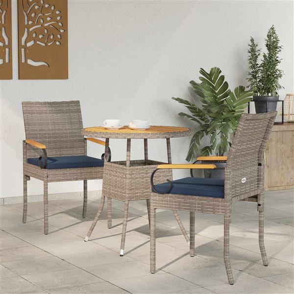 Grote foto vidaxl tuinstoelen 2 pcs grijs en marineblauw poly rattan en acacia tuin en terras tuinmeubelen