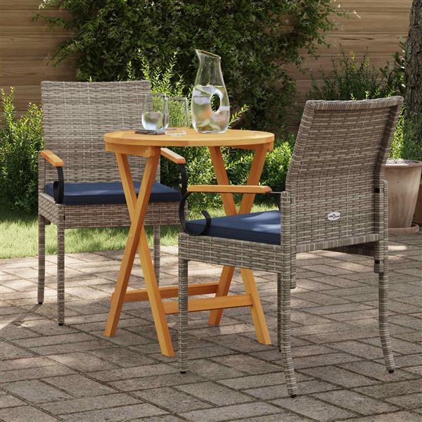Grote foto vidaxl tuinstoelen 2 pcs grijs en marineblauw poly rattan en acacia tuin en terras tuinmeubelen