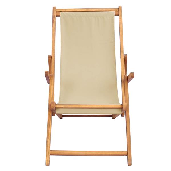 Grote foto vidaxl strandstoel beige massief teakhout tuin en terras tuinmeubelen