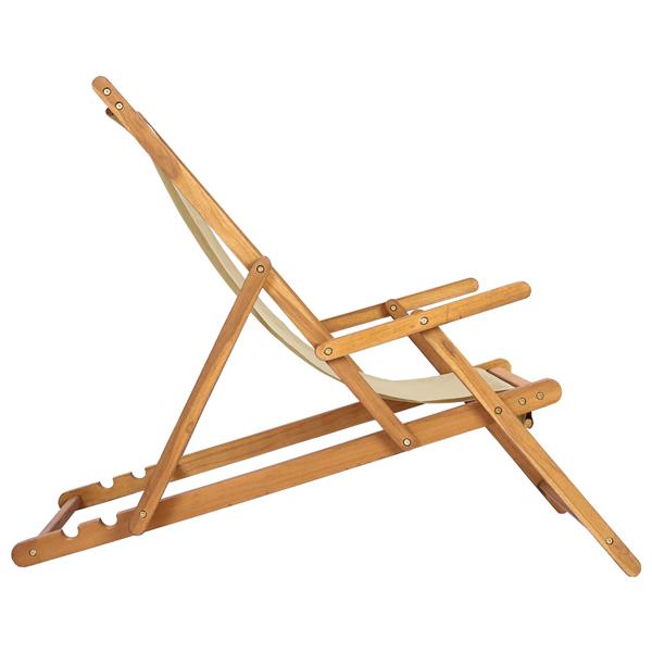 Grote foto vidaxl strandstoel beige massief teakhout tuin en terras tuinmeubelen