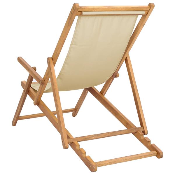 Grote foto vidaxl strandstoel beige massief teakhout tuin en terras tuinmeubelen