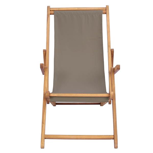 Grote foto vidaxl strandstoel taupe massief teakhout tuin en terras tuinmeubelen
