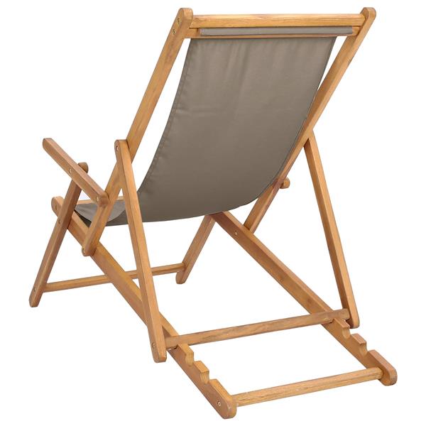 Grote foto vidaxl strandstoel taupe massief teakhout tuin en terras tuinmeubelen