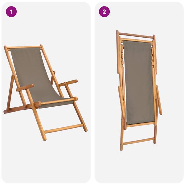 Grote foto vidaxl strandstoel taupe massief teakhout tuin en terras tuinmeubelen