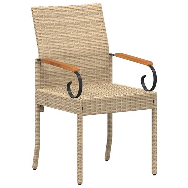 Grote foto vidaxl tuinstoelen 2 pcs beige en cr me wit poly rattan en acacia tuin en terras tuinmeubelen