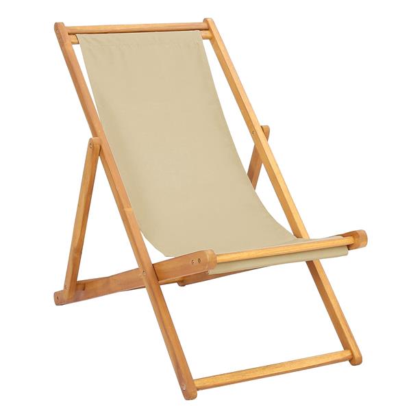 Grote foto vidaxl strandstoel beige massief teakhout tuin en terras tuinmeubelen