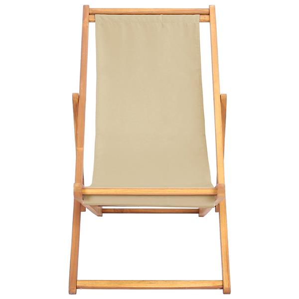 Grote foto vidaxl strandstoel beige massief teakhout tuin en terras tuinmeubelen