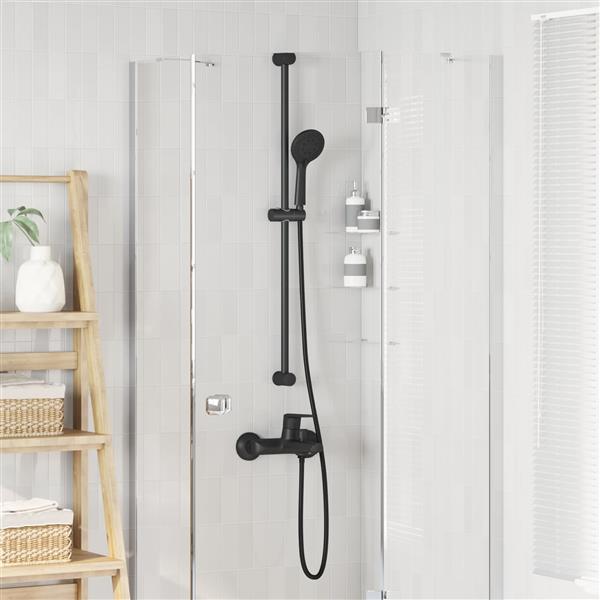 Grote foto vidaxl doucheset zwart 150 cm roestvrij staal doe het zelf en verbouw sanitair