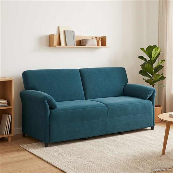 Grote foto vidaxl 3 zits bank blauw 198 x 83 x 95 cm fluweel huis en inrichting bankstellen