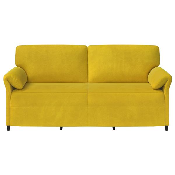 Grote foto vidaxl 3 zits bank geel 198 x 83 x 95 cm fluweel huis en inrichting bankstellen