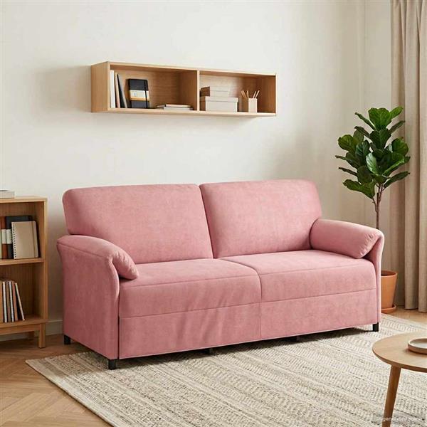 Grote foto vidaxl 3 zits bank roze 198 x 83 x 95 cm fluweel huis en inrichting bankstellen