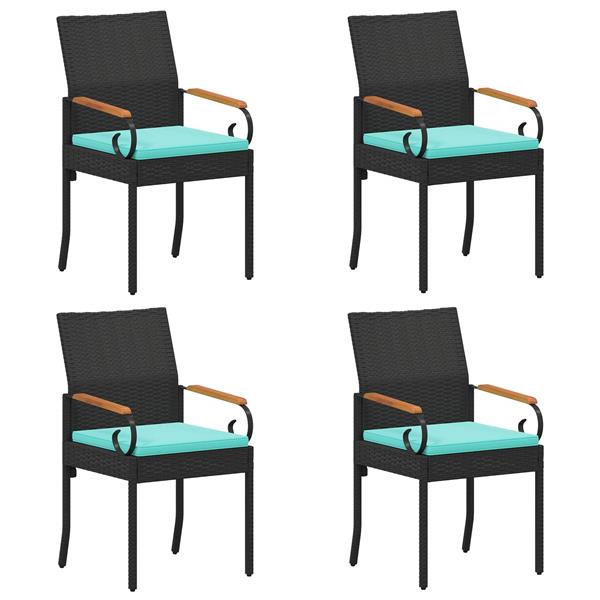 Grote foto vidaxl tuinstoelen 4 pcs zwart en turquoise poly rattan en acacia tuin en terras tuinmeubelen