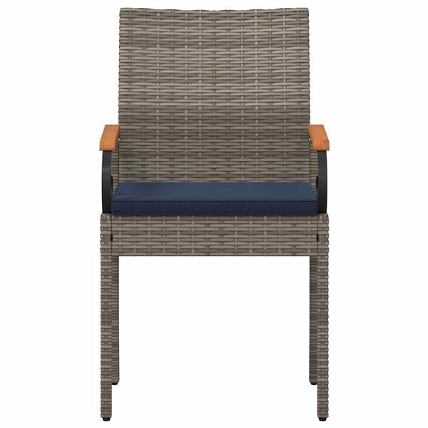 Grote foto vidaxl tuinstoelen 4 pcs grijs en marineblauw poly rattan en acacia tuin en terras tuinmeubelen