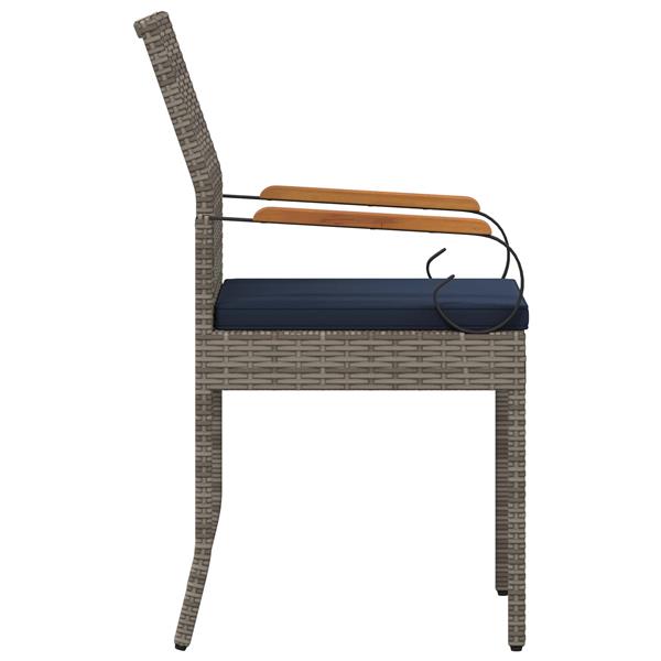 Grote foto vidaxl tuinstoelen 4 pcs grijs en marineblauw poly rattan en acacia tuin en terras tuinmeubelen