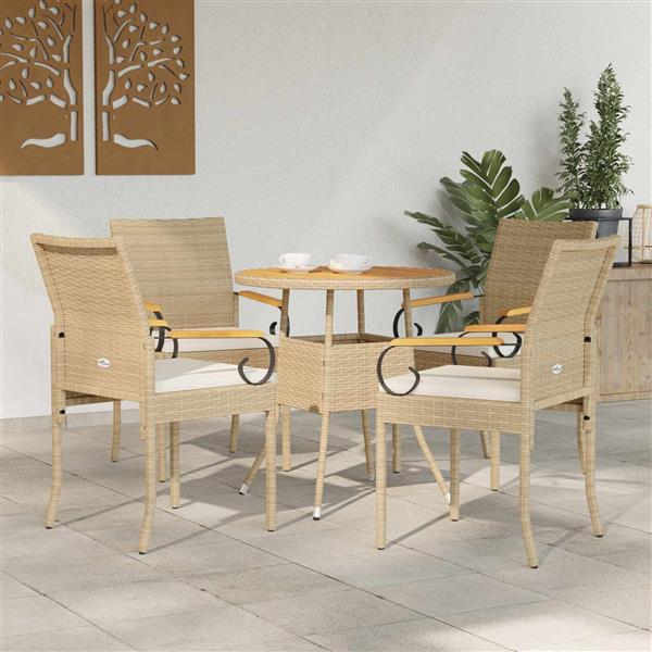 Grote foto vidaxl tuinstoelen 4 pcs beige en cr me wit poly rattan en acacia tuin en terras tuinmeubelen