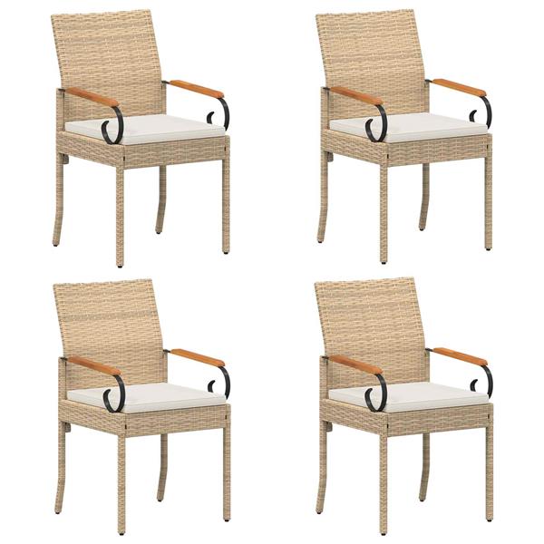 Grote foto vidaxl tuinstoelen 4 pcs beige en cr me wit poly rattan en acacia tuin en terras tuinmeubelen