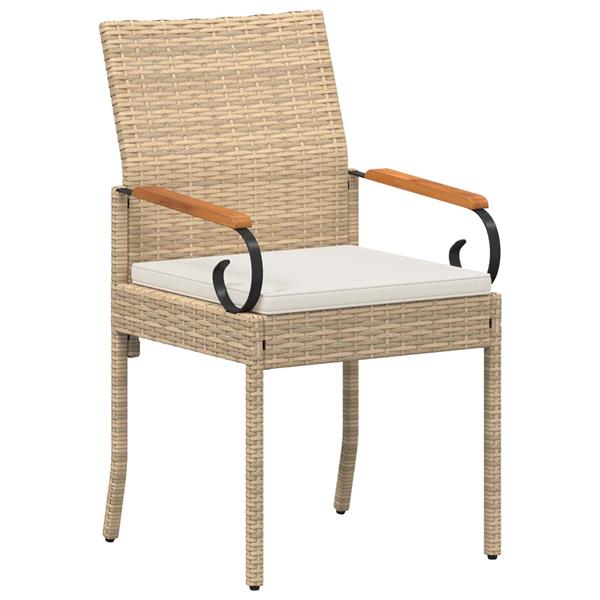 Grote foto vidaxl tuinstoelen 4 pcs beige en cr me wit poly rattan en acacia tuin en terras tuinmeubelen
