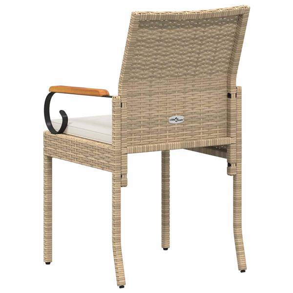 Grote foto vidaxl tuinstoelen 4 pcs beige en cr me wit poly rattan en acacia tuin en terras tuinmeubelen