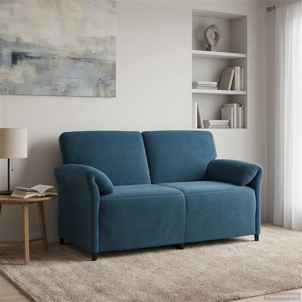 Grote foto vidaxl 2 zits sofa blauw 158 x 83 x 95 cm fluweel huis en inrichting bankstellen