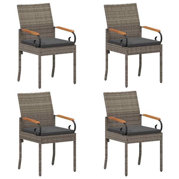 Grote foto vidaxl tuinstoelen 4 pcs grijs en donkergrijs poly rattan en acacia tuin en terras tuinmeubelen
