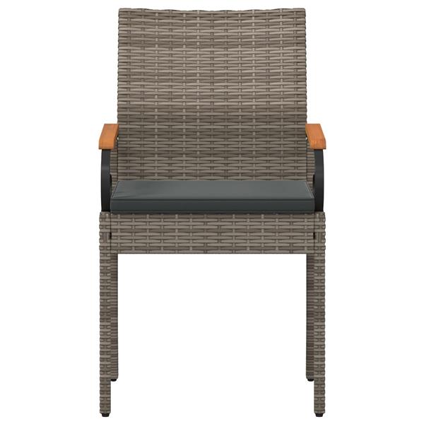 Grote foto vidaxl tuinstoelen 4 pcs grijs en donkergrijs poly rattan en acacia tuin en terras tuinmeubelen