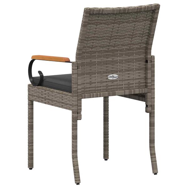 Grote foto vidaxl tuinstoelen 4 pcs grijs en donkergrijs poly rattan en acacia tuin en terras tuinmeubelen