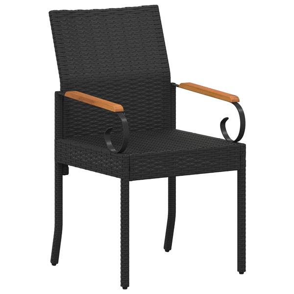 Grote foto vidaxl tuinstoelen 4 pcs zwart en cream wit poly rattan en acacia tuin en terras tuinmeubelen