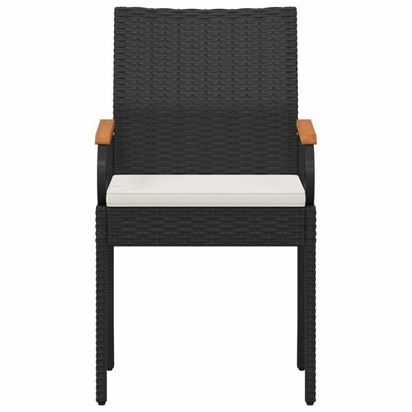 Grote foto vidaxl tuinstoelen 4 pcs zwart en cream wit poly rattan en acacia tuin en terras tuinmeubelen