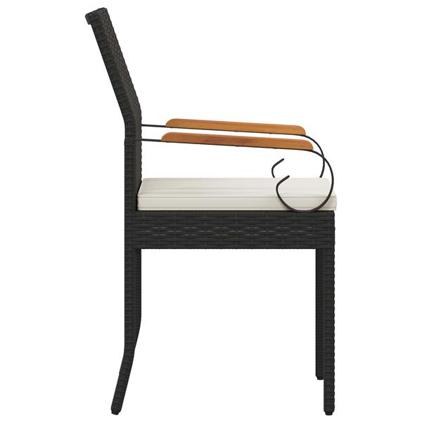 Grote foto vidaxl tuinstoelen 4 pcs zwart en cream wit poly rattan en acacia tuin en terras tuinmeubelen