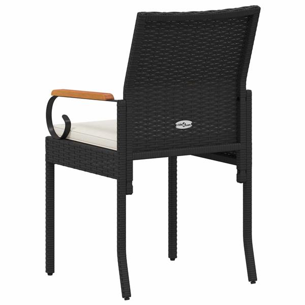 Grote foto vidaxl tuinstoelen 4 pcs zwart en cream wit poly rattan en acacia tuin en terras tuinmeubelen