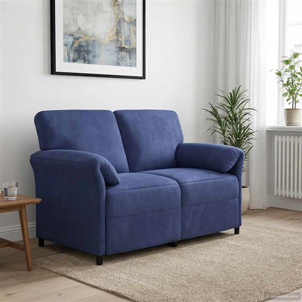 Grote foto vidaxl 2 zits sofa politieblauw 138 x 83 x 95 cm fluweel huis en inrichting bankstellen