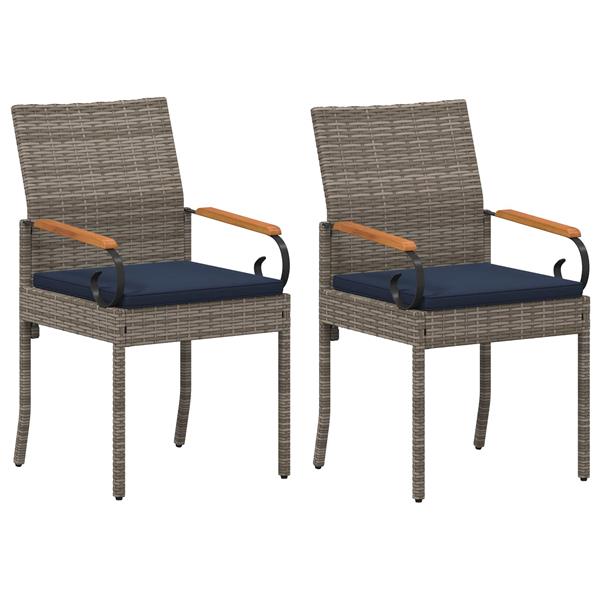 Grote foto vidaxl tuinstoelen 2 pcs grijs en marineblauw poly rattan en acacia tuin en terras tuinmeubelen