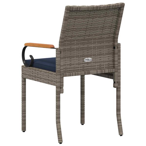 Grote foto vidaxl tuinstoelen 2 pcs grijs en marineblauw poly rattan en acacia tuin en terras tuinmeubelen
