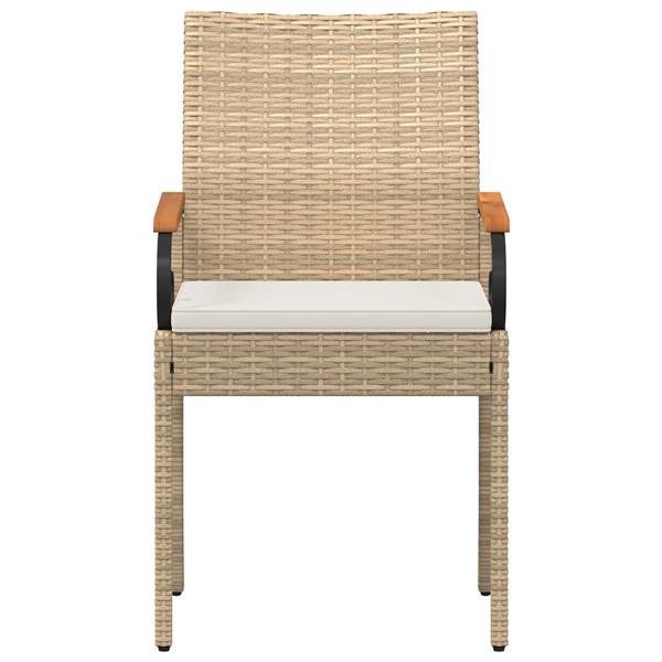 Grote foto vidaxl tuinstoelen 2 pcs beige en cr me wit poly rattan en acacia tuin en terras tuinmeubelen
