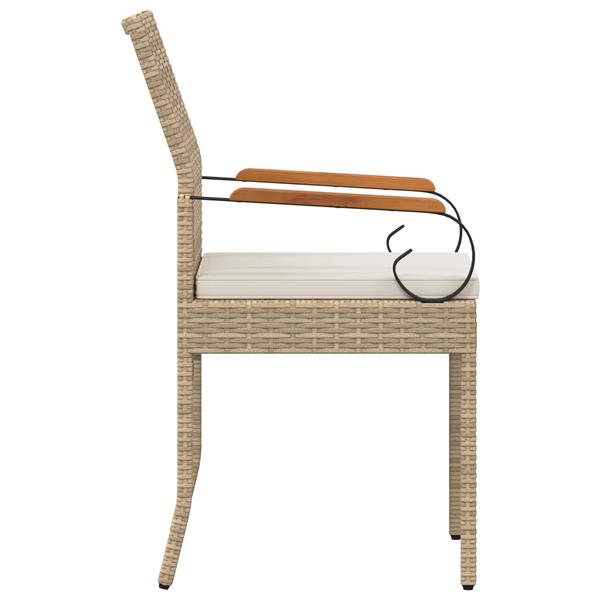 Grote foto vidaxl tuinstoelen 2 pcs beige en cr me wit poly rattan en acacia tuin en terras tuinmeubelen