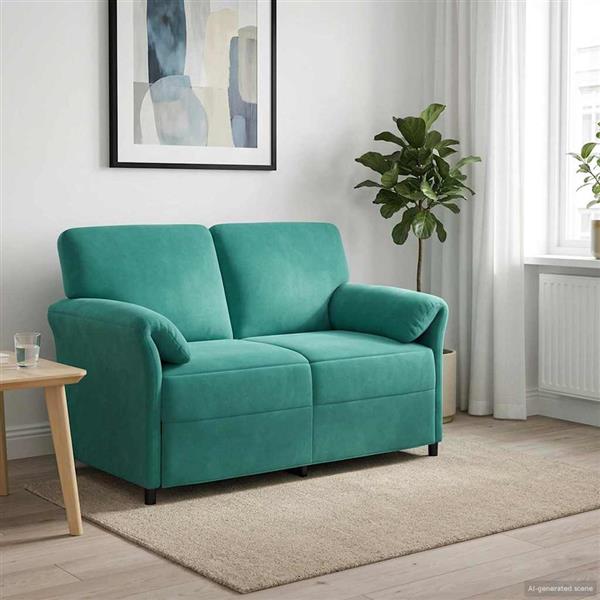 Grote foto vidaxl 2 zits sofa turquoise 138 x 83 x 95 cm fluweel huis en inrichting bankstellen