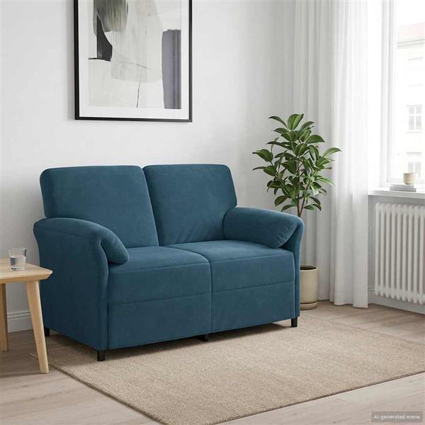 Grote foto vidaxl 2 zits sofa blauw 138 x 83 x 95 cm fluweel huis en inrichting bankstellen