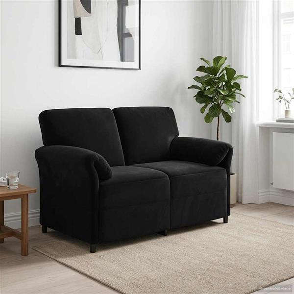 Grote foto vidaxl 2 zits sofa zwart 138 x 83 x 95 cm fluweel huis en inrichting bankstellen