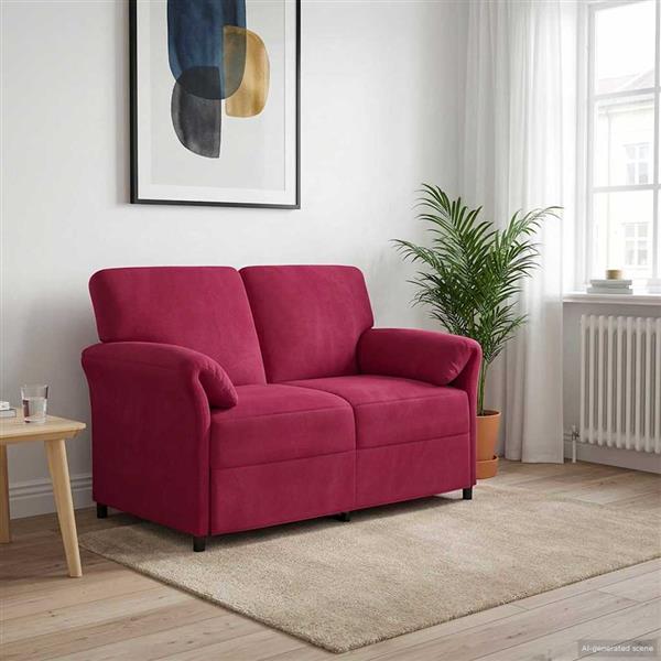Grote foto vidaxl 2 zits sofa wijnrood 138 x 83 x 95 cm fluweel huis en inrichting bankstellen