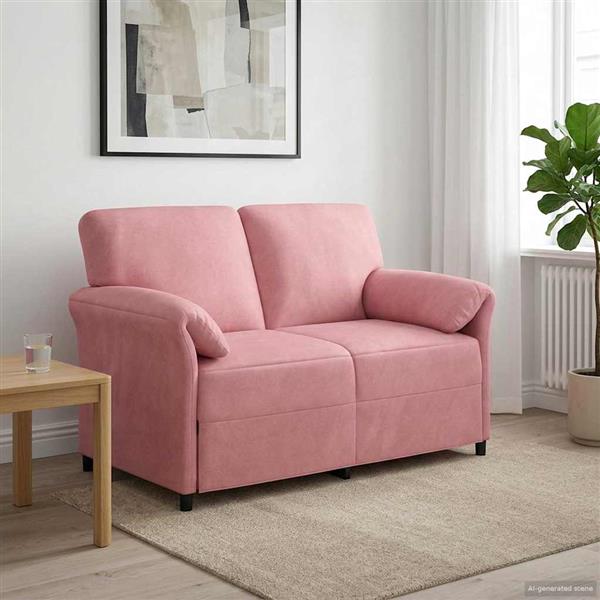 Grote foto vidaxl 2 zits sofa roze 138 x 83 x 95 cm fluweel huis en inrichting bankstellen